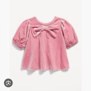 NWT Old Navy Bow Puff Sleeve Pink Velvet Blouse